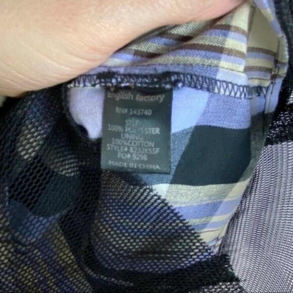 English Factory Mesh Overlay Plaid Pencil Skirt Black Size Small Nordstrom S NEW - Picture 6 of 8